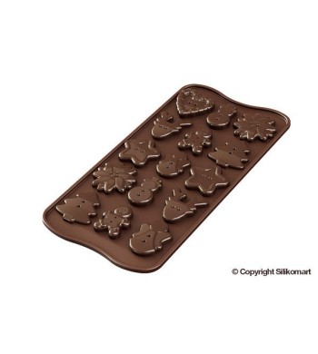 SCG41 - STAMPO IN SILICONE XMAS CHOCO BUTTONS MARRON