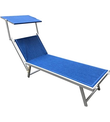 LETTINO LIDO IN ALLUMINIO PARASOLE BLU (PROMO