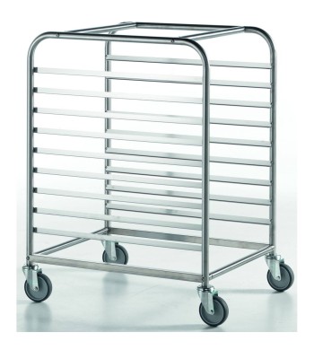 CARRELLO INOX PORTATA 9 TEGLIE 2/1 H.65 O 18 1/1 H.65 CON GU